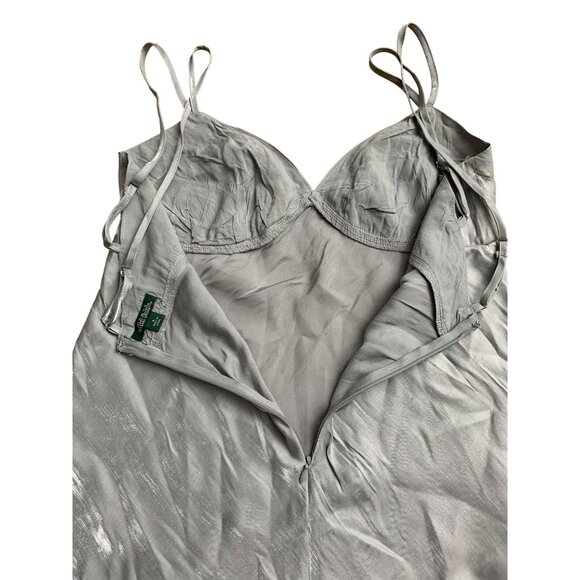 Wild Fable Gray Iridescent Satin Maxi Dress Adjustable Spaghetti Strap Small - Picture 10 of 12
